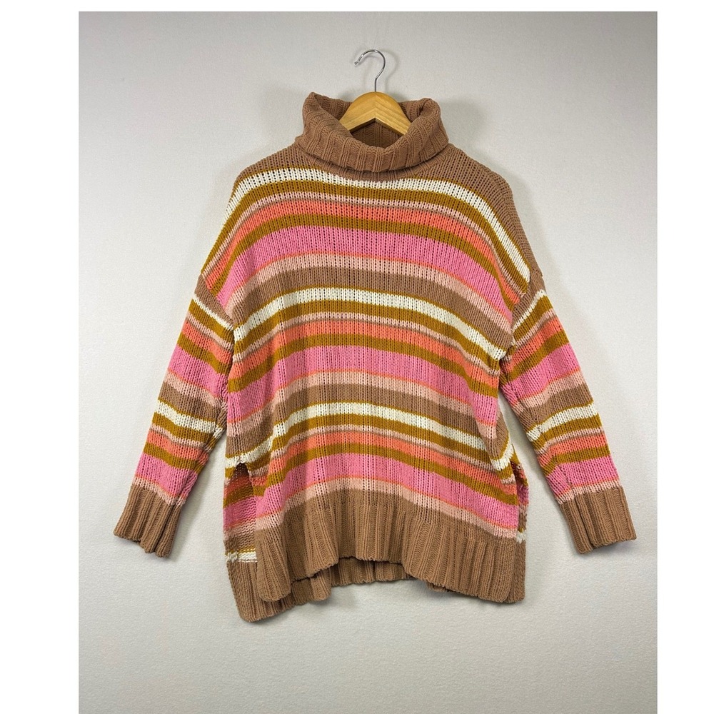 Boho Cozy Aerie Chenille Striped Sweater Womens XS Multicolor Oversized Knit
